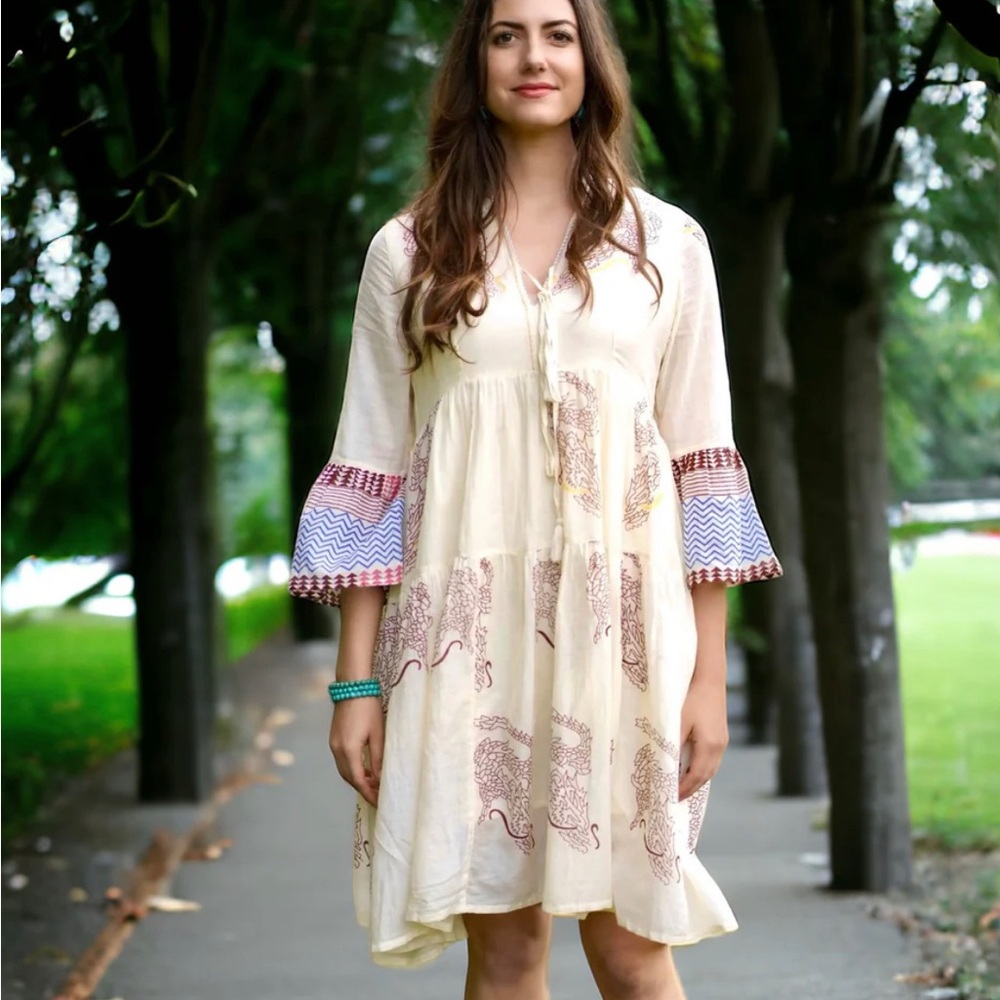 Dolma Jules Dress NWT L ivory knee length